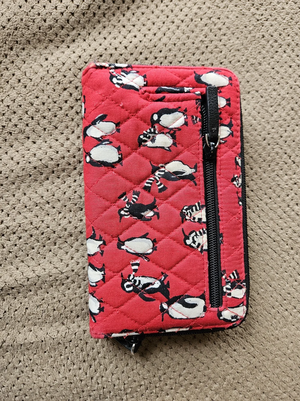 Vera Bradley Red Quilted Penguin Wallet with Turn-Lock